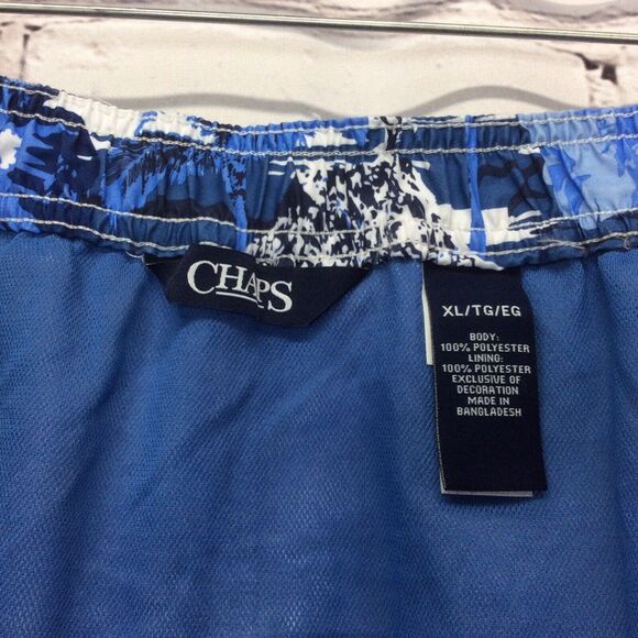 Chaps Swim Trunks Men’s Sz XL Blue Great Lake Print Brief Lined Pockets NWT $50 - Picture 2 of 9